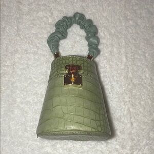 Olive Green Croc-Embossed Handbag